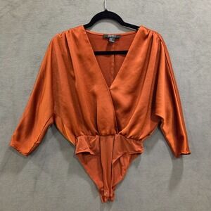 Forever 21 Faux Wrap‎ Snap Bodysuit Blouse Women's Size Small Classic Office